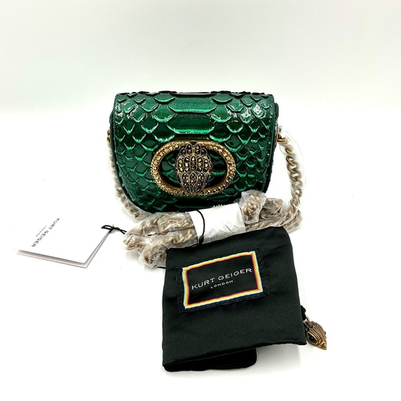 Kurt Geiger Emerald Green Mini Bag with Gold Accents